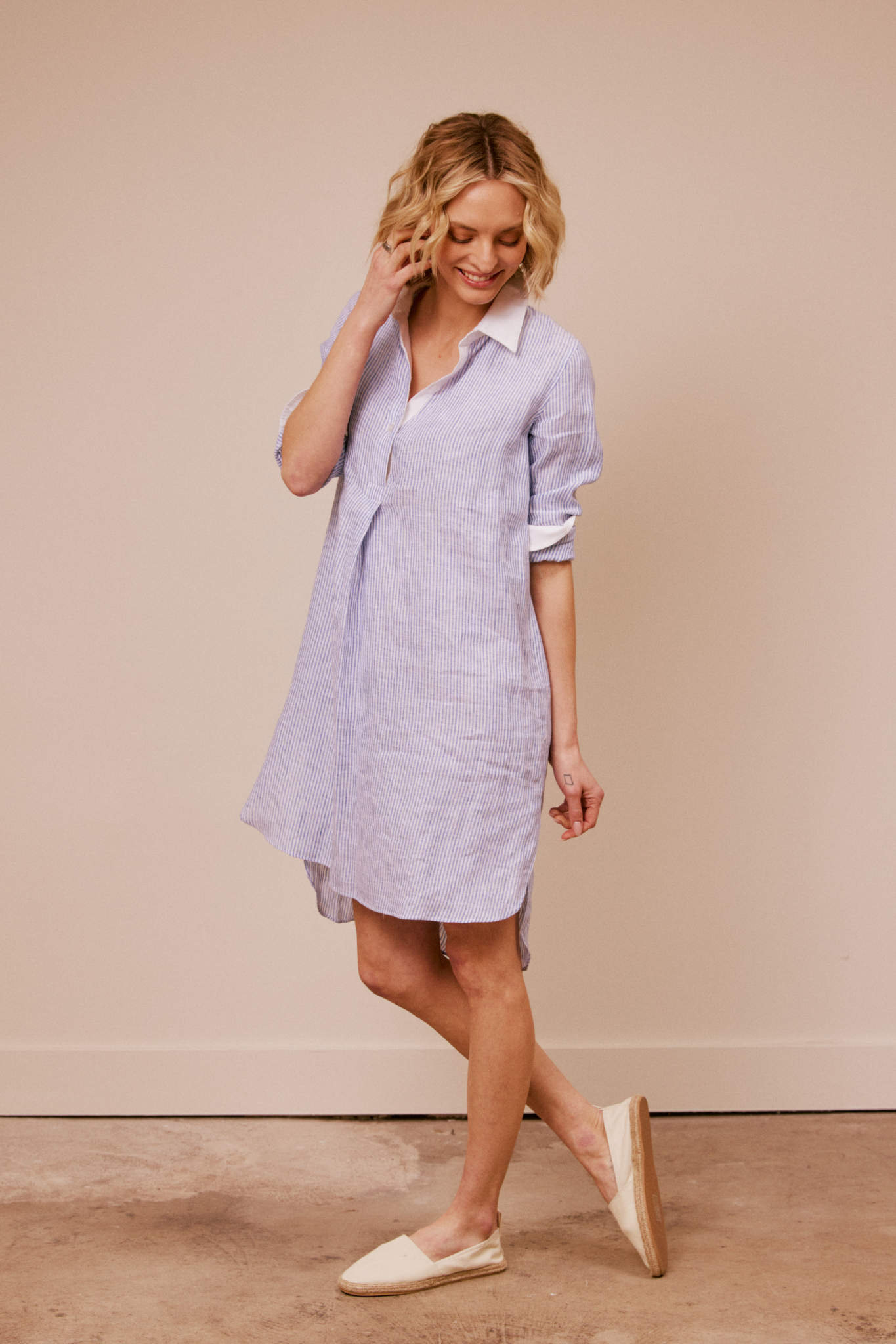 Stripe Popover Shirt Dress