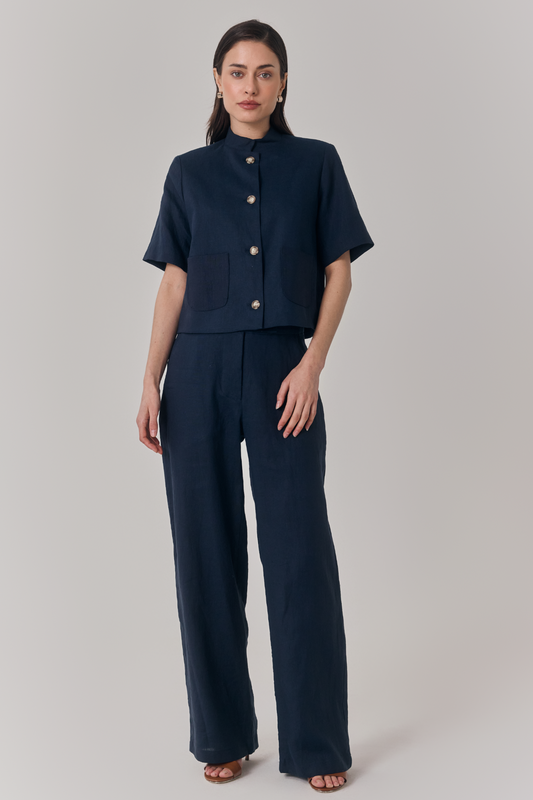 Short Sleeve Linen Jacket