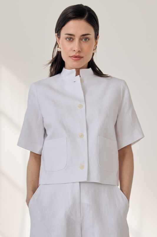 Short Sleeve Linen Jacket