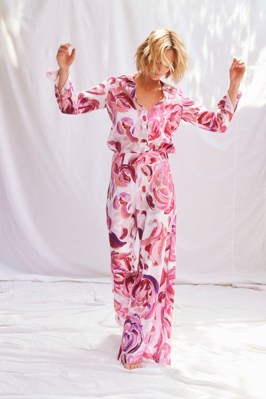 Painterly Flower Palazzo Pant