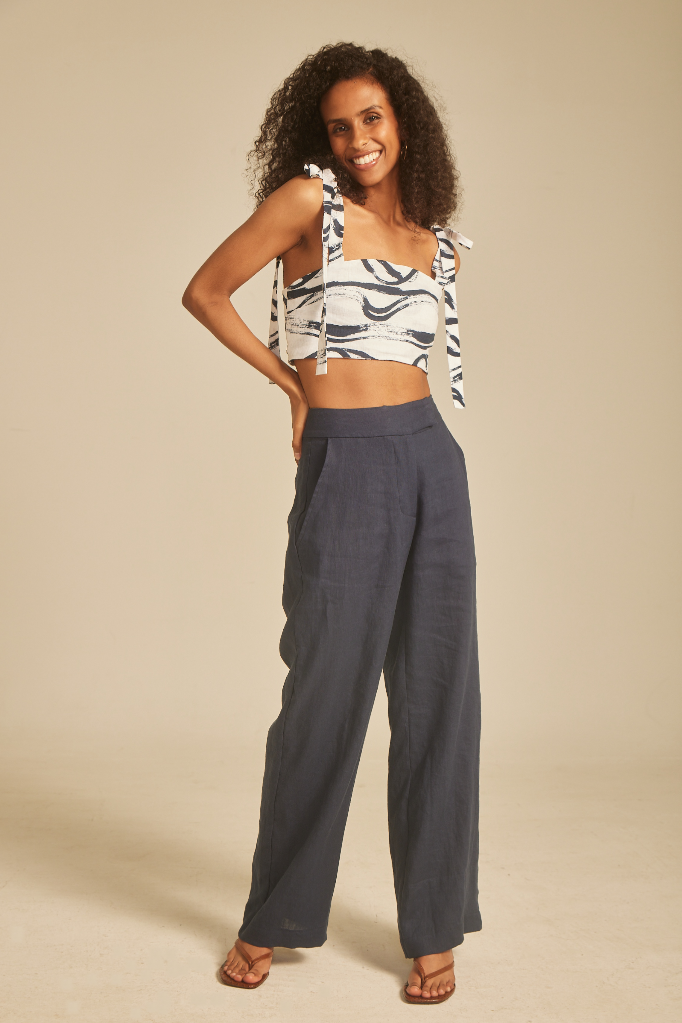 Wave Tie Shoulder Top