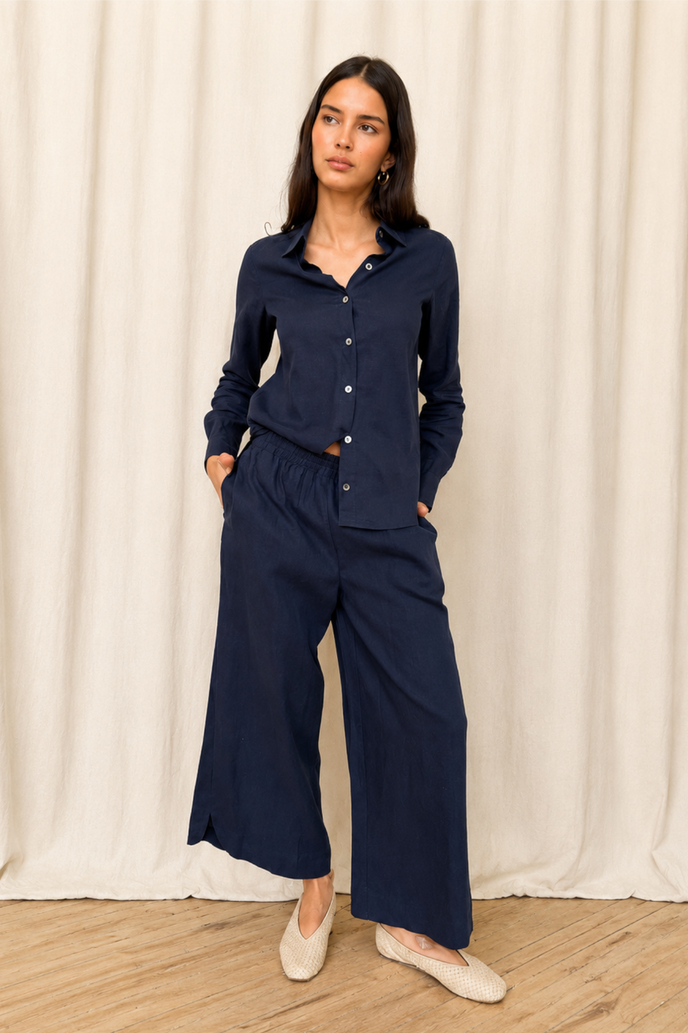 Women's Scalloped Linen Pant