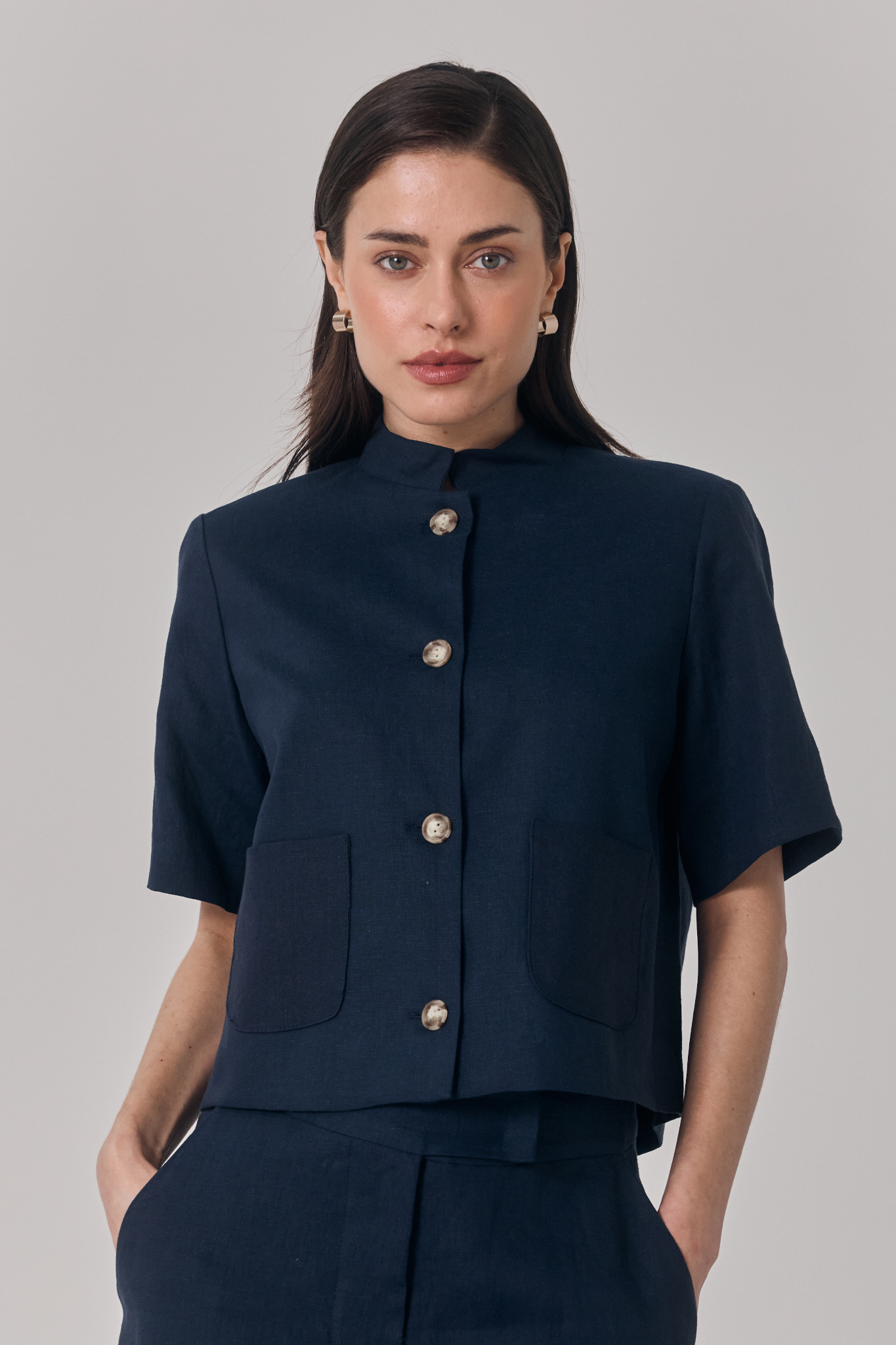Short Sleeve Linen Jacket