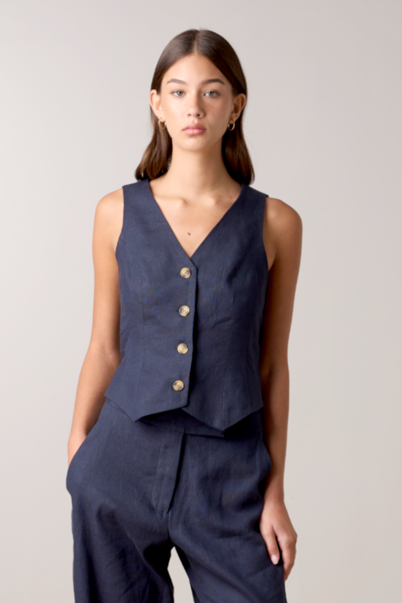 Tailored Linen Vest