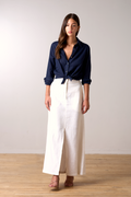 Slit Front Linen Maxi Skirt