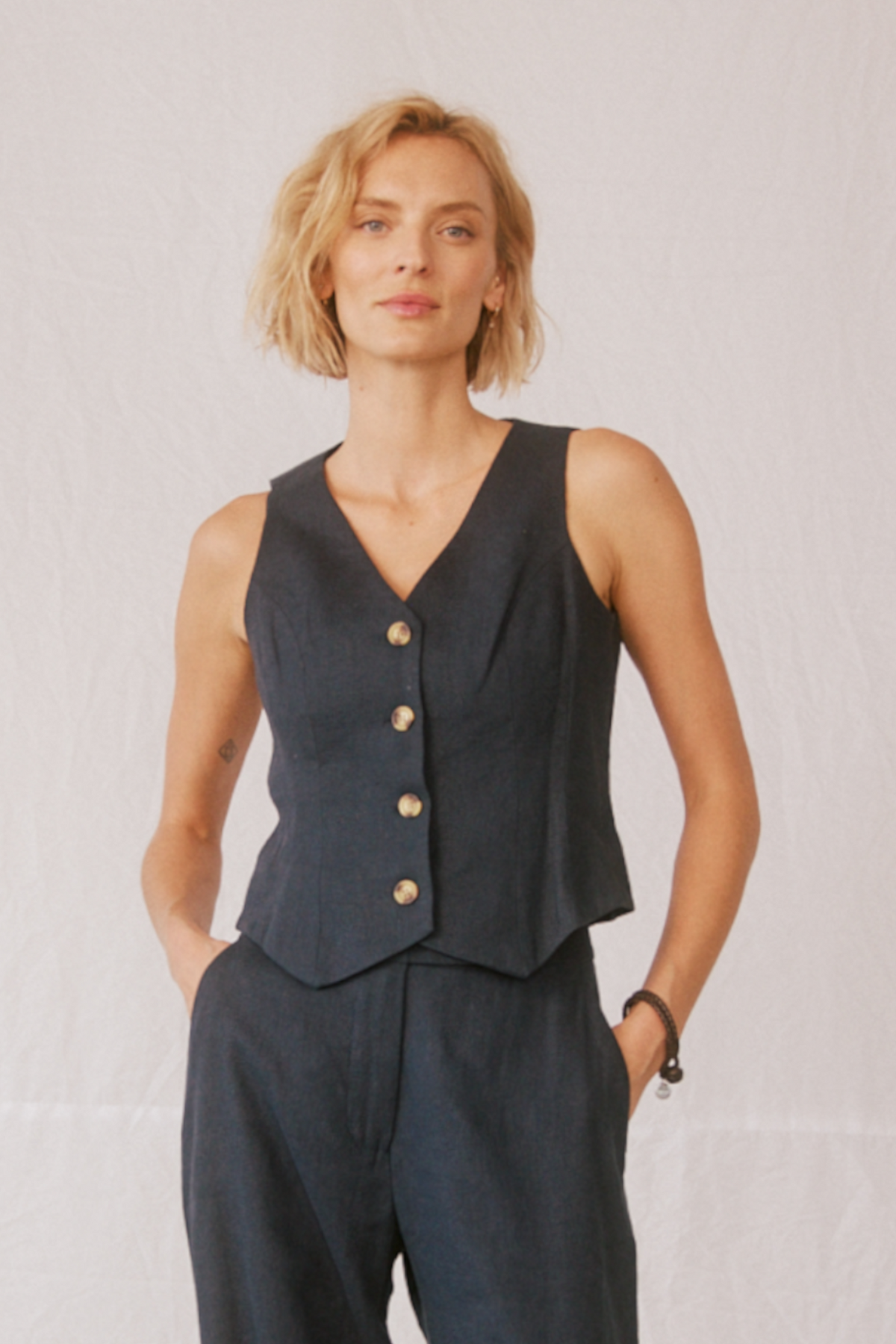 Tailored Linen Vest