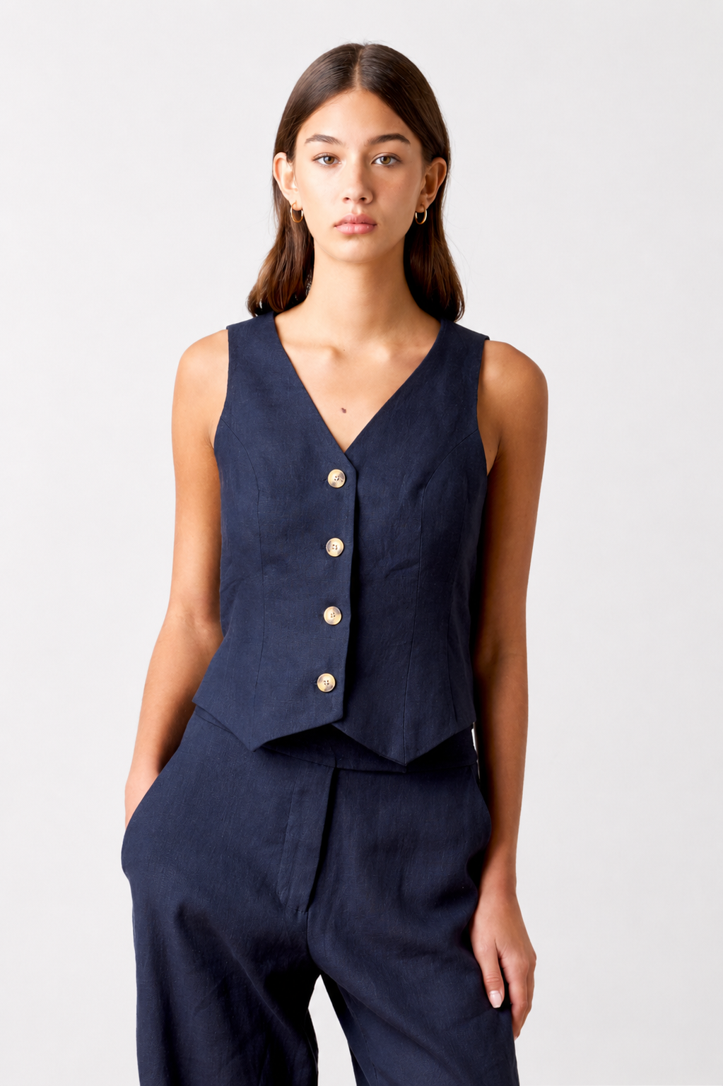 Tailored Linen Vest