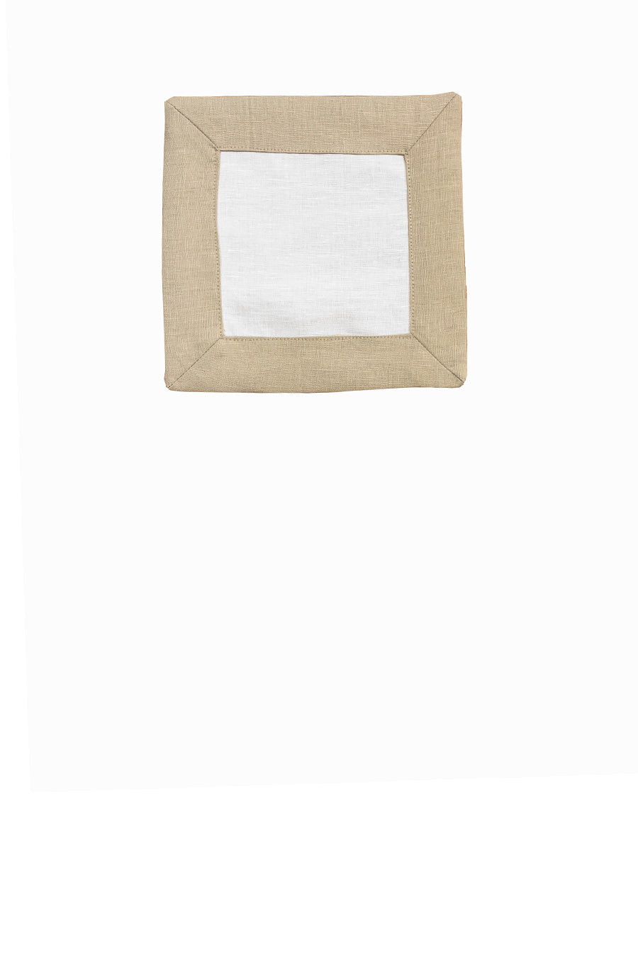 Contrast Border Cocktail Napkin Oatmeal/White