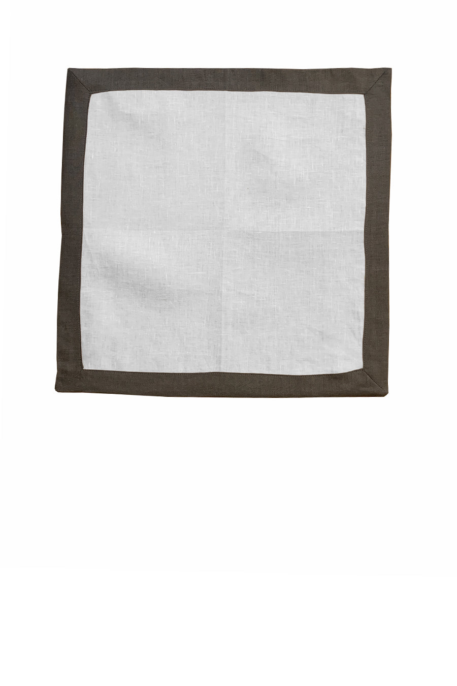 Set of 4 Contrast Border Dinner Napkin Grey/White